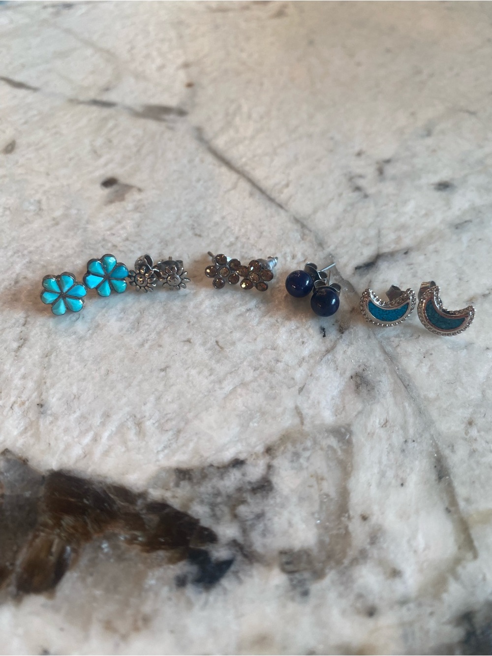 Mixed Turquoise & Navy Stud Earring Set